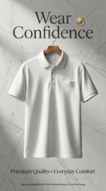 Signature Essential White T-Shirt Pakistan Premium Cotton Polo Tee